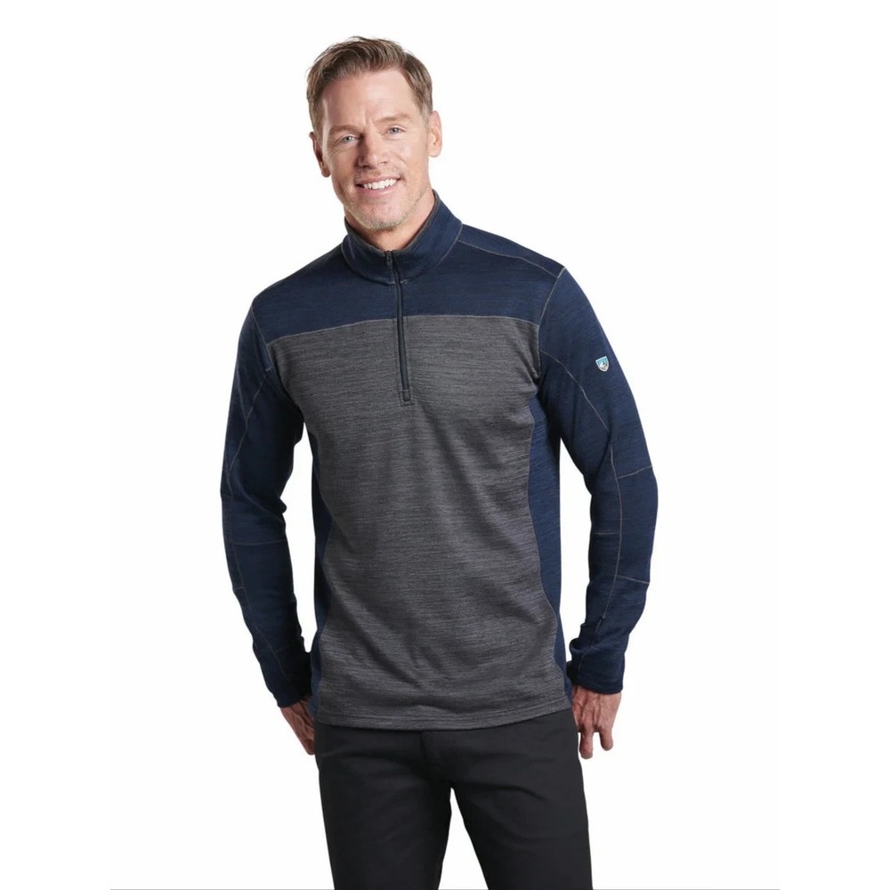 Kuhl Ryzer Shirt Men's XXL 2XL Midnight 1/4 Zip Knit Long Sleeve Outdoor UPF 50